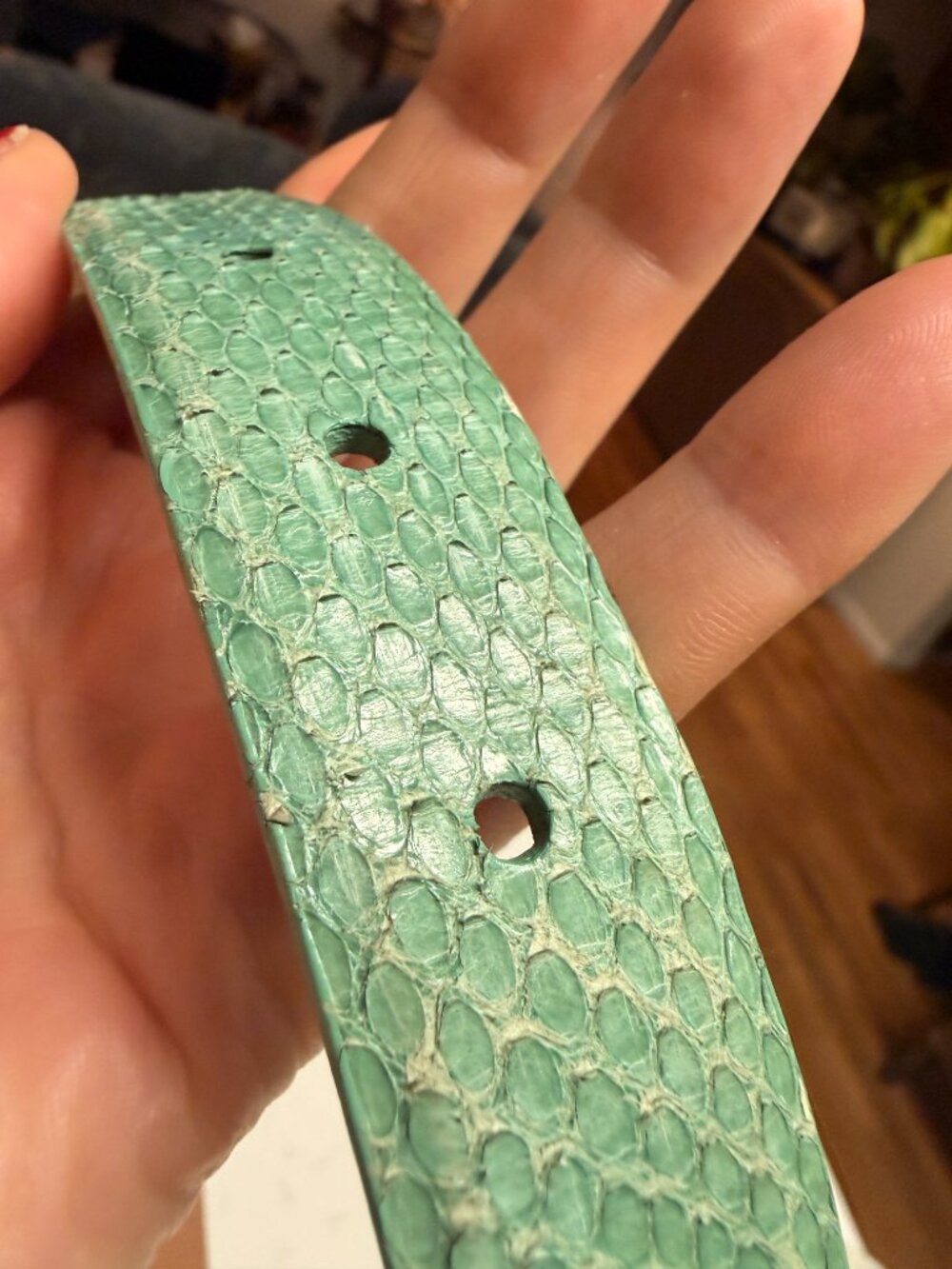 Rare Vintage Dolce & Gabbana Celadon Snakeskin Belt 105/42 + Gold Buckle - Picture 8 of 11